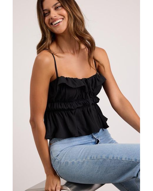 Lulus Black Nicolet Tie-Front Peplum Cami Top