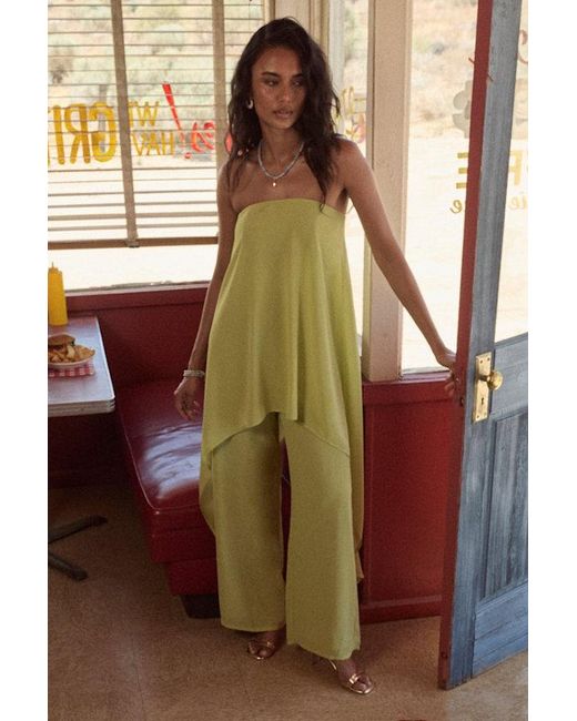 Lulus Brown Kiko Lime Strapless Overlay Wide-Leg Jumpsuit