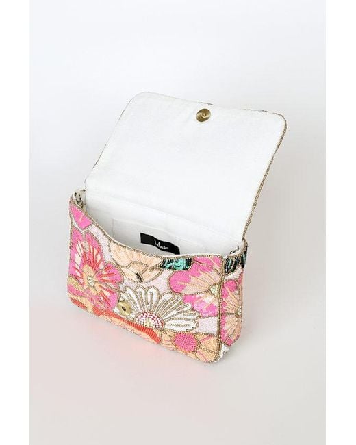Lulus Pink Bloom To Be Multi Sequin Beaded Crossbody Bag
