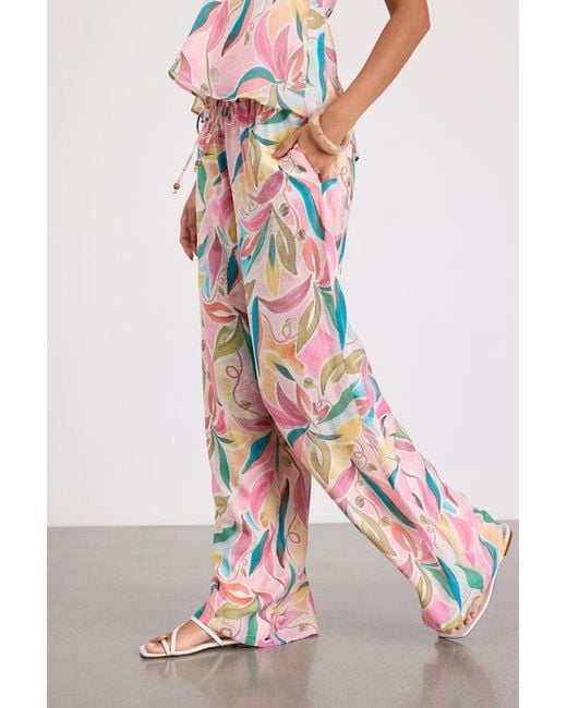 Lulus Pink Prilla Multi Abstract Wide-Leg Pants