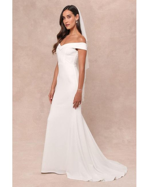 Lulus Natural Arienne Off-The-Shoulder Mermaid Maxi Dress
