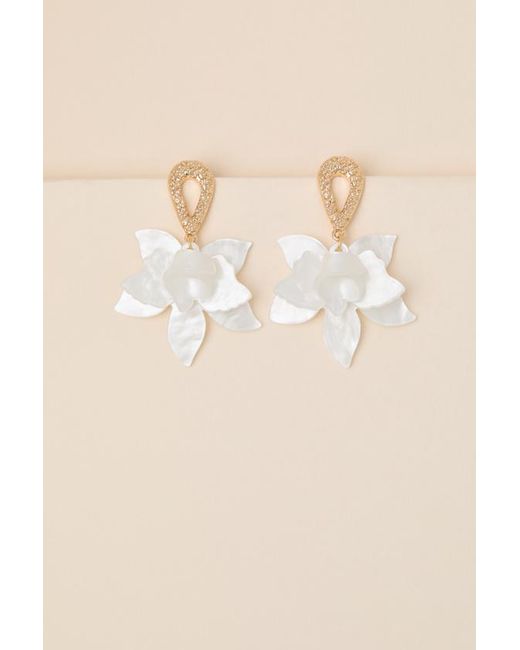 Lulus Natural Permelia Flower Statement Earrings