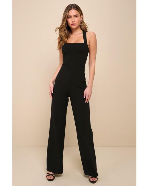 Lulus Natural Glamorous Dedication Sleeveless Wide-Length Jumpsuit