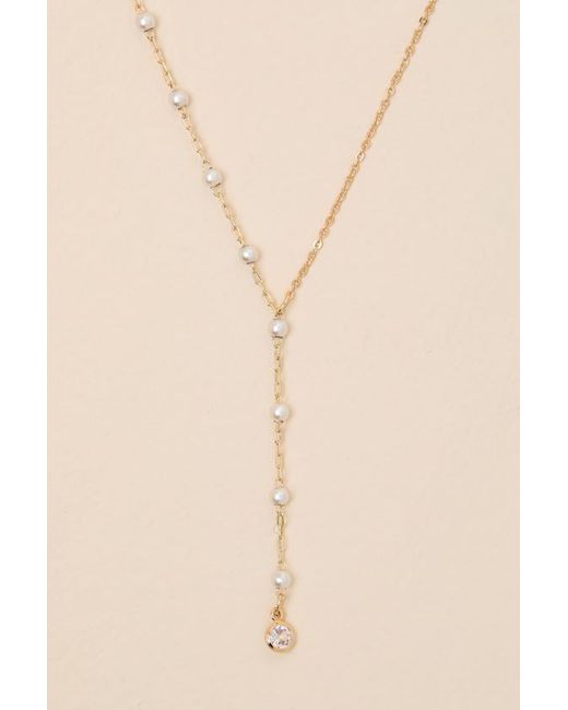 Lulus Natural Molina Pearl Lariat Necklace