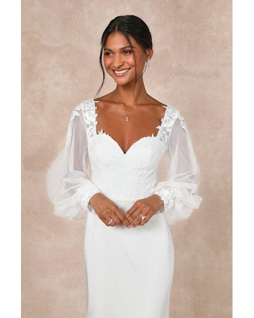Lulus White Timeless Adoration Embroidered Bishop Sleeve Maxi Dress