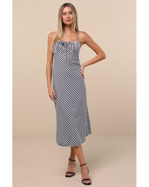 Nia Black Kris Gingham Sleeveless Midi Dress