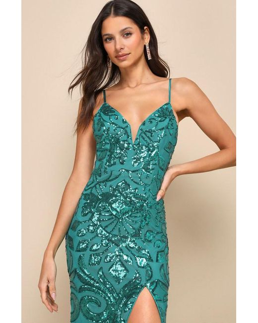 Lulus Blue Made For Magic Sequin Mermaid Maxi Dress