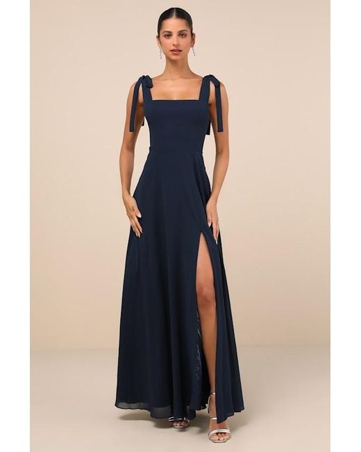 Lulus Blue Love Me Forever Square Neck Maxi Dress