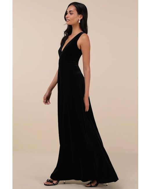 Lulus Black Beautiful Night Velvet Sleeveless Maxi Dress