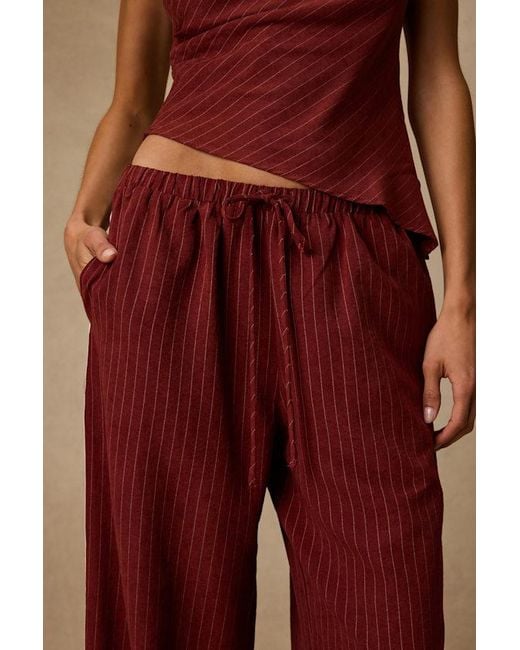 Lulus Brown Ives Pinstriped Drawstring Pants