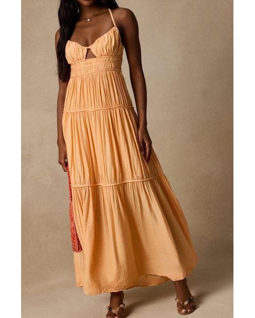 Lulus Brown Devaney Light Tie-Back Maxi Dress