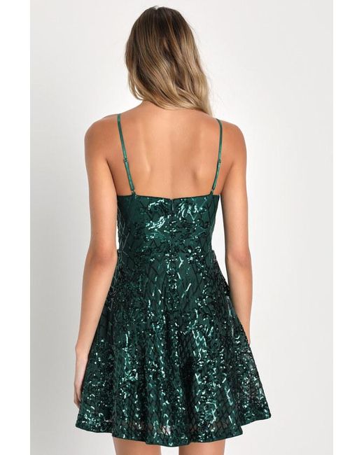 For Love & Lemons Women's Size Small Anna Green Velvet Skater selling Dress Keyhole Neck