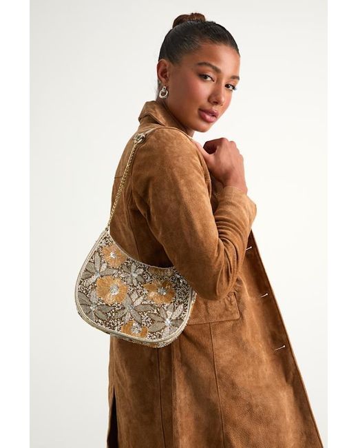 Lulus Natural Danessa Multi Beaded Sequin Shoulder Bag