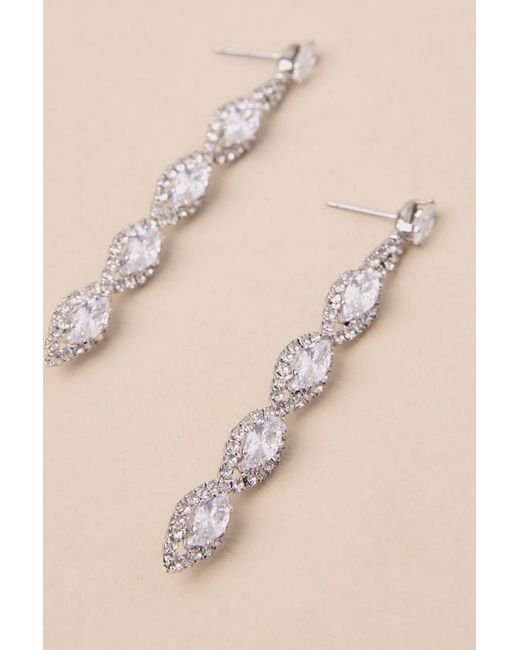 Lulus Natural Upscale Direction Rhinestone Drop Earrings