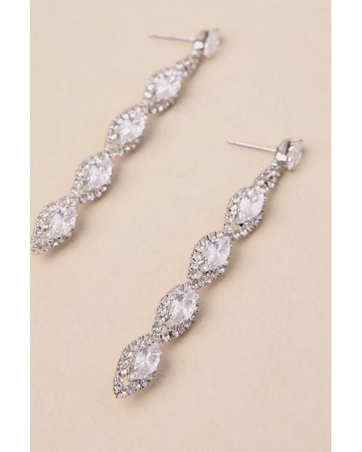 Lulus Natural Upscale Direction Rhinestone Drop Earrings