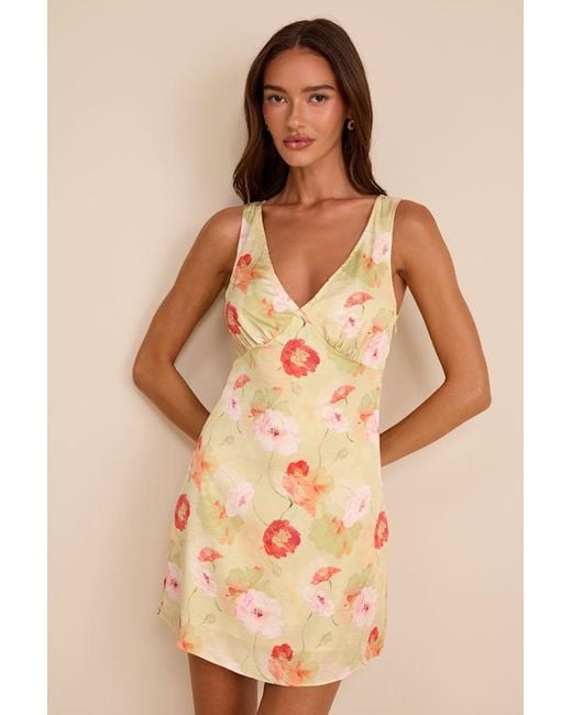 Lulus Natural Jaziel Light Floral Sleeveless Mini Dress