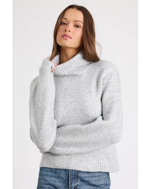 Lulus Gray Meet Cozy Knit Long Sleeve Turtleneck Sweater