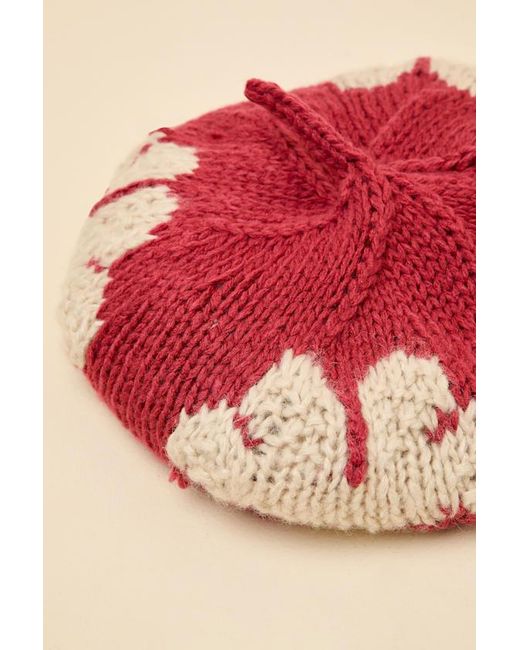 Lulus Red Charis Leaf Knitted Beret