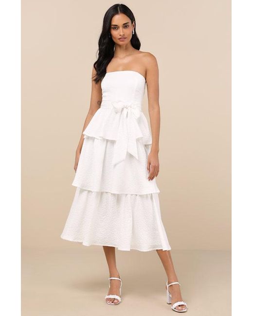 knee length dresses for ladies Paisley Tiered Ruffle Midi Dress