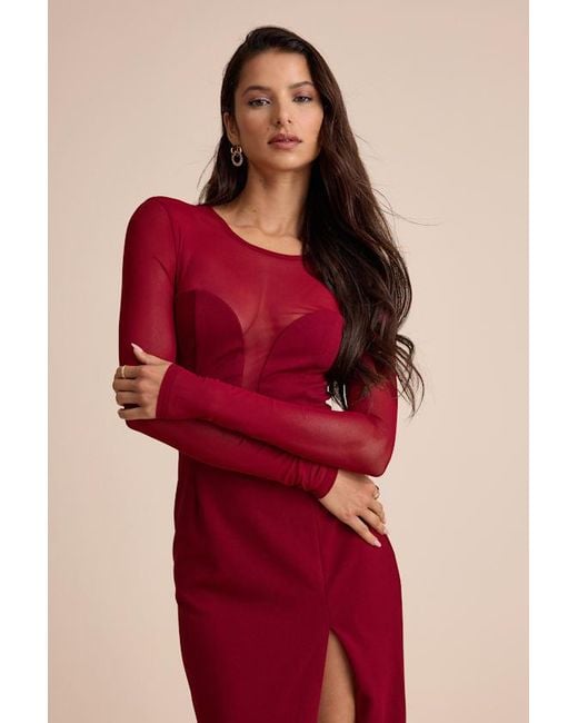 Lulus Red Impeccable Mystique Long Sleeve Maxi Dress