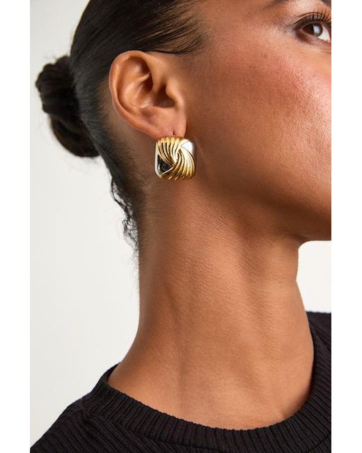Lulus Black Chessie And Square Stud Earrings