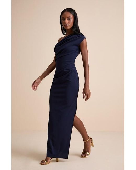 Lulus Blue Janine Asymmetrical Maxi Dress