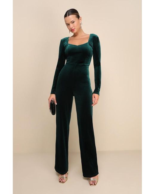 Lulus Black Instant Stunner Velvet Backless Jumpsuit