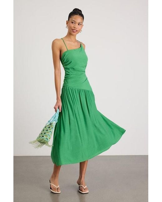 Lulus Green Jedda Drop Waist Lace-Up Midi Dress