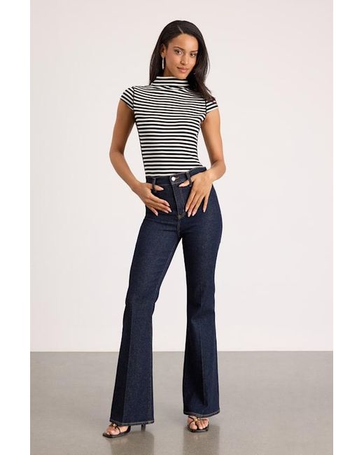 Lulus Blue Liza Striped Cap Sleeve Top