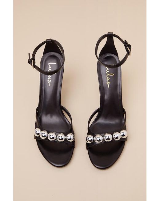Lulus Natural Theta Ball Studded High Heel Sandals