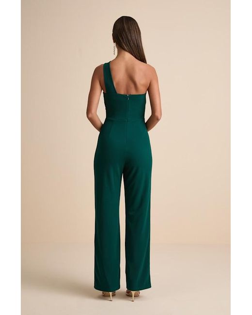 Lulus Blue Devoted To Fun Hunter One-Shoulder Sleeveless Jumpsuit