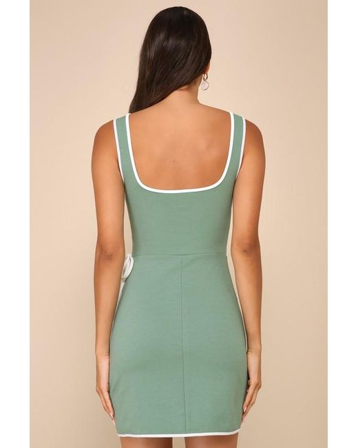 Lulus Green Adorable Decision Sleeveless Faux-Wrap Mini Dress