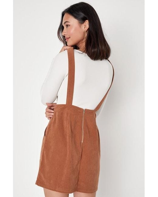 Lulus Brown Embracing Autumn Corduroy Pinafore Mini Dress