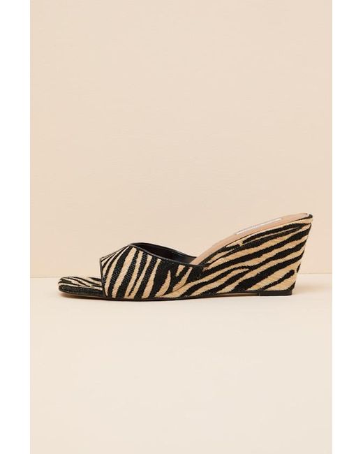 Steve Madden Natural Seleste Zebra Slide Wedge Sandals