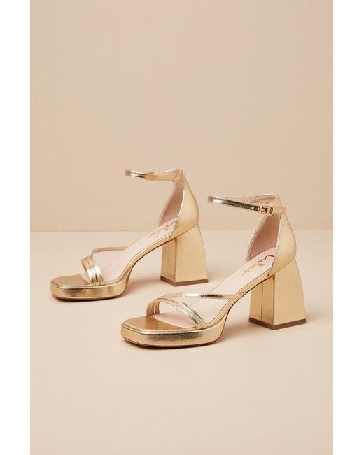 Lulus Natural Antinea Metallic Platform Ankle Strap High Heel Sandals