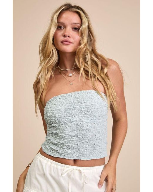 Lulus Blue Bellona Jacquard Knit Strapless Crop Top
