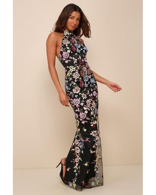 Lulus Infinite Praise 3D Floral Embroidered Halter Maxi