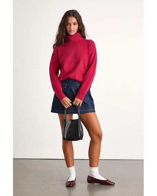 Lulus Red Amazing Memories Turtleneck Sweater