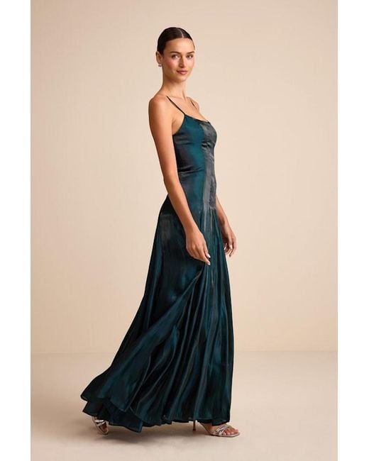 Lulus Black Zeline Organza Pleated Drop Waist Maxi Dress