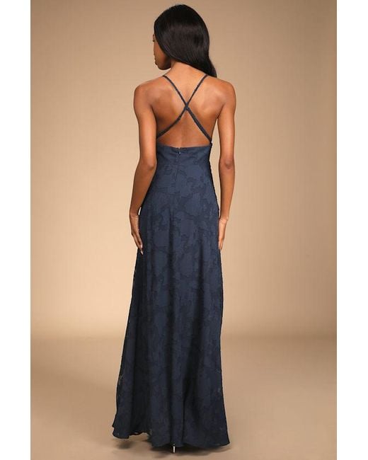 Lulus Blue Let There Be Romance Burnout Floral Maxi Dress
