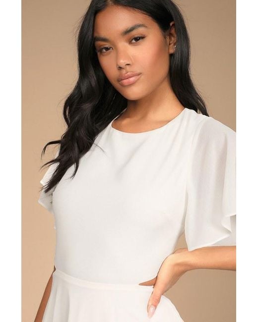 Lulus Natural Blissful Love Cutout Mini Skater Dress