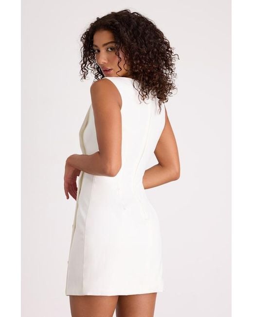 Lulus White Paedyn Boat Neck Side-Button Mini Dress