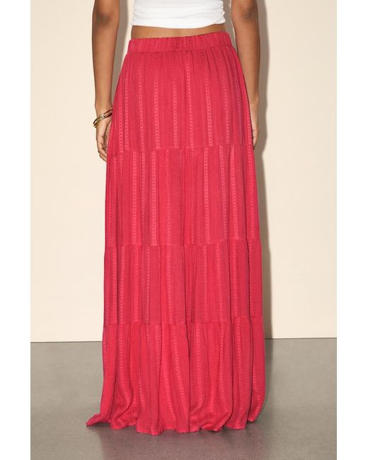 Lulus Pink Sunset By The Sea Embroidered Tiered Maxi Skirt