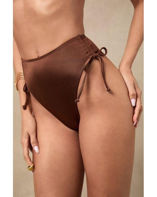 Lulus Brown Keola Shiny High-Waisted Bikini Bottoms
