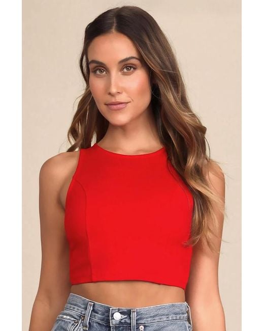 Lulus Red Let's Tie It Tie-Back Cropped Tank Top