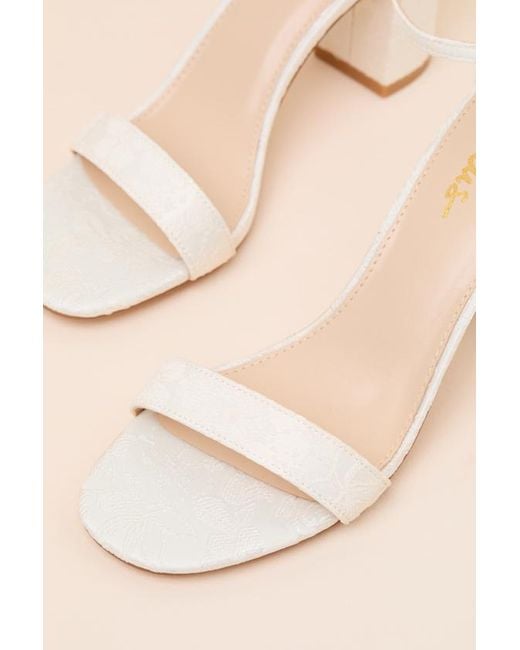 Lulus Natural Arylee Floral Embroidered Ankle Strap Heels