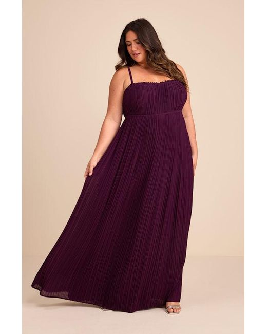 Lulus Purple Delina Plum Plisse Chiffon Tie-Back Maxi Dress