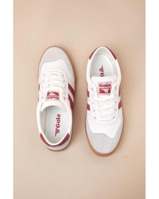 Gola Pink Badminton Off And Clay Gum Sole Suede Leather Sneakers