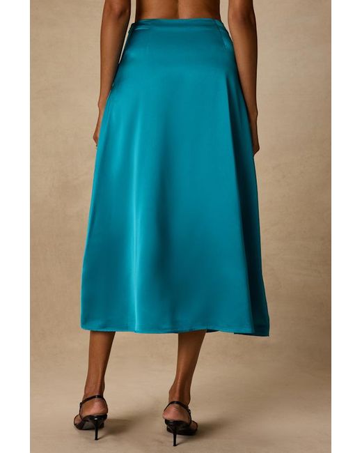Lulus Blue Ramona Satin Midi Skirt