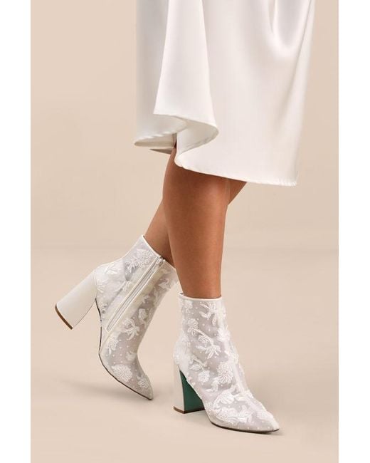 Betsey Johnson Natural Sb-Merri Beaded Embroidered Ankle Boots